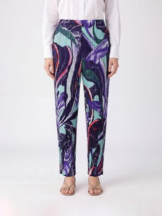 Pleats Please Issey Miyake Pantaloni slim fit in crepe stampato