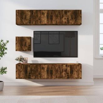 vidaXL Vidaxl - Set De Muebles De Tv 7 Pzas Madera Contrachapada Roble Ahumado