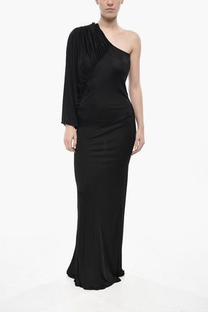 Saint Laurent One-Shoulder Viscose Dress With Batwing Sleeve Saint Laurent