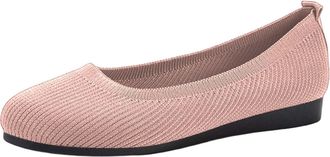 Generic Womens Knitted Breathable Soft Side Soft Sole Casual Shoes Sneakers Striped Mesh Fabric Comfortable Casual Shoes Shoes Women Casual Slip on (Pink, 6)