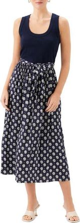 Fifteen Twenty Sleeveless Belted Midi Dress in Navy at Nordstrom, Size X-Small