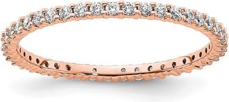 Diamond2Deal 14k Rose Gold Polished Shared Prong 1/2 Ct Diamond Eternity Band Ring