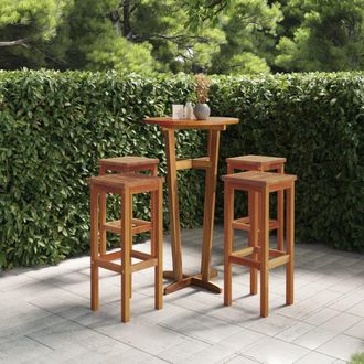 vidaXL Taburetes De Bar Vidaxl, Juego De 4, Madera Maciza De Acacia