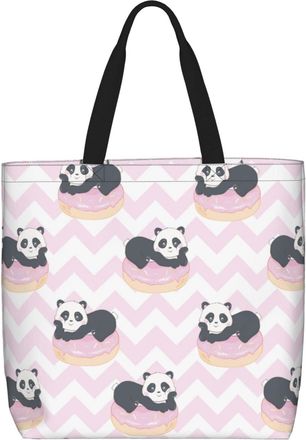 Generic Women Handbag Panda And Donut Women Tote Bag Waterproof Reusable Beach Travel Bags, For School, Daily, Birthday, Gym, Wedding