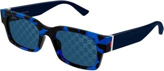 Gucci Sunglasses, male, Blue, Size: 52 MM Rectangular Frame Sunglasses
