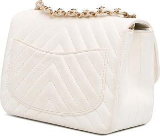 Chanel Hobo Bags - 2018 Mini Square Classic Chevron Lambskin Single F - Gr. unisize - in Weiß - für Damen