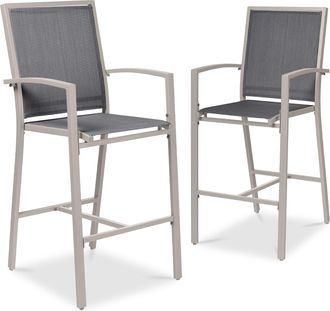 Best Choice Products Outdoor Barstools Set of 2, Bar Height Patio Chairs w/ All-Weather Mesh