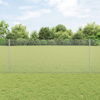 Berkfield Home Welded Wire Fence with 22 U Posts Silver 1x25 m Steel in Grey
