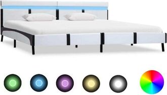 vidaXL Estructura De Cama Con Led Sin Colch&oacute;n Blanco 180x200 Cm Vidaxl