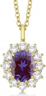 Allurez Oval Lab Alexandrite and Diamond Pendant Necklace 14k Rose Gold (3.60ctw)