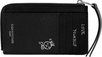 Zadig&Voltaire Top Zip Cardholder - Dames - Portefeuilles - Zwart - ONE Size - Leer - Accessoires