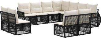 vidaXL Conjunto De Sof&aacute;s De Jard&iacute;n 11 Uds. Negro Y Blanco Crema Vidaxl