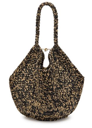 Khaite Lotus Medium Raffia Tote bag - Black And White - One Size