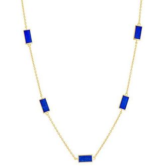 Jan Leslie Five Stations Rectangle Dash Necklace In Sterling 18K Gold Overlay in Blue at Nordstrom