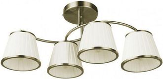 Fabrilamp Lámpara Lantanas 4xE27 cuero pantalla beige - Cuero/Beige