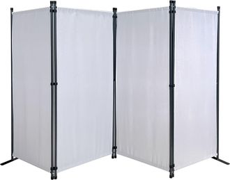 Quick-Star Quick-star - Paravent 4 Teilig 165 X 220 Cm Stoff Raumteiler Trennwand Balkon Sichtschutz Stellwand Faltbar Wei&szlig;