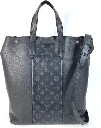 Louis Vuitton Black Taigarama Monogram Eclipse Handbag Shoulder Bag Tote Bag (Pre-Owned)