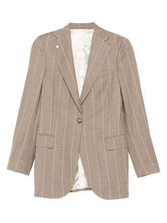 Luigi Bianchi Mantova striped-pattern blazer - women - Virgin Wool/Elastane/Viscose - 40 - Neutrals
