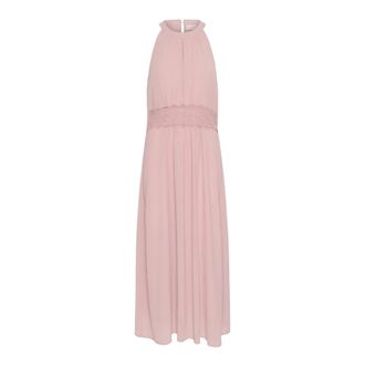 Kaffe Rose Tan Halterneck Dress with Embroidered Details - female - Kaffe - Maxi Dresses - Pink - 2XS - Dresses