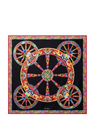 Dolce & Gabbana Black Carretto Printed Scarf