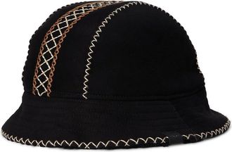 UGG Atherson Embroidered Womens Hat Cold Weather Womens Hats Black : SM, Sheepskin