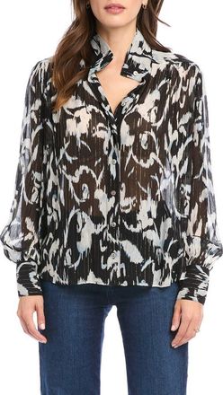 Fifteen Twenty Shirred Button-Up Blouse in Print at Nordstrom, Size X-Small