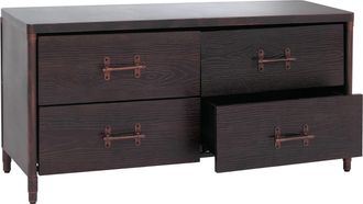 Hhg [nunca Usado] C&oacute;moda Hhg-976, Aparador, Armario, Con Cajones De Estilo Industrial, 60 X 120 X 40 Cm, Madera Negra, Metal Color Cobre