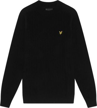 Lyle & Scott Gebreide Ribbel Mock Hals Trui - Heren - Ronde hals truien - Zwart - XS - Truien & Vesten