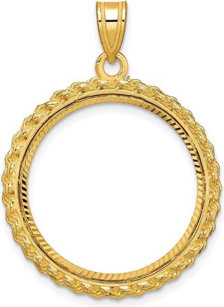 Diamond2Deal 14k Yellow Gold Diamond-cut Casted Rope 22.0mm Coin Bezel Pendant