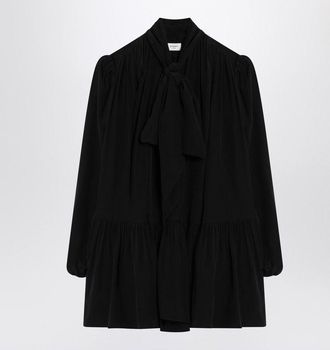 Saint Laurent Womens Black Lavalliere Dress In Silk - Size EU 34 (Womens)