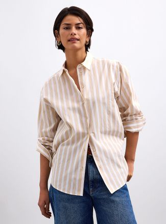 Contemporaine Womens Loose striped lightweight poplin shirt
