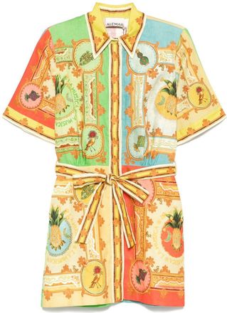 Alemais La Musica Mini Dress - Womens - Flax/Cotton