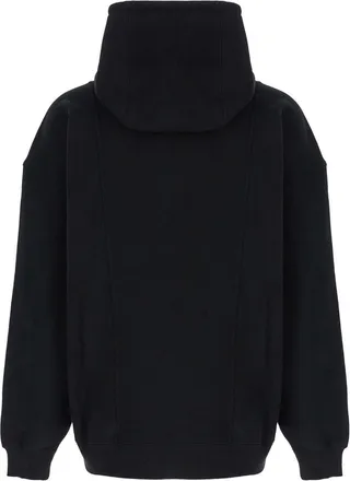 Saint Laurent Mens Black Hoodie With Logo Embroidery Cotton Sweatshirts Sweater