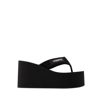 Coperni Wedges, female, Black, 6 UK, Black Wedge Sandals - Slip-on Style