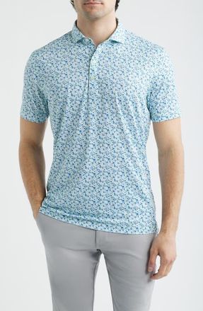 Johnnie-O Charmer Floral Performance Jersey Polo in Sound Side at Nordstrom, Size Xx-Large