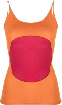 Marni contrast-patch cami top - women - Polyamide - 40 - Orange
