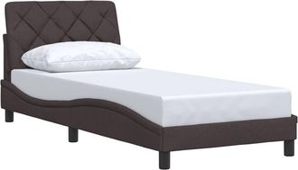 vidaXL Estructura De Cama Sin Colch&oacute;n Tela Marr&oacute;n Oscuro 90x190 Cm Vidaxl