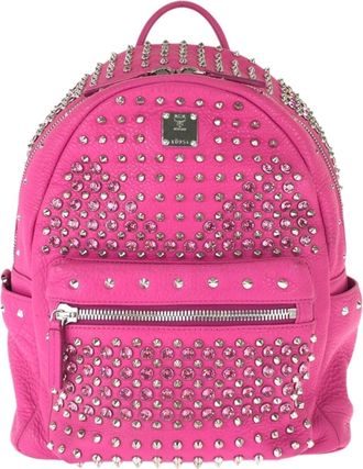 MCM Mcm Pink Leather Rhinestone Backpack (Pre-Owned)