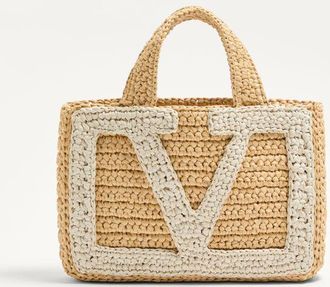 Valentino Garavani Valentino Garavani Viva Superstar Small Shopping Bag In Raffia Wo