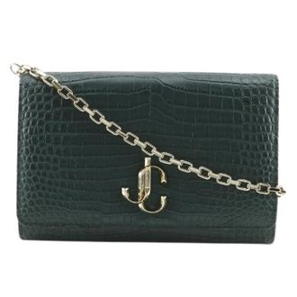Jimmy Choo London Pre-owned Varenne Embossed Leather Shoulder Bag - Dames - Pre-owned - Groen - Maat: ONE Size Leer