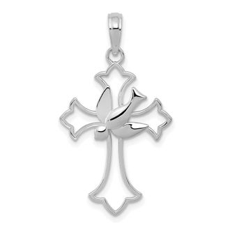 Diamond2Deal 14k Gold Dove Cross Pendant