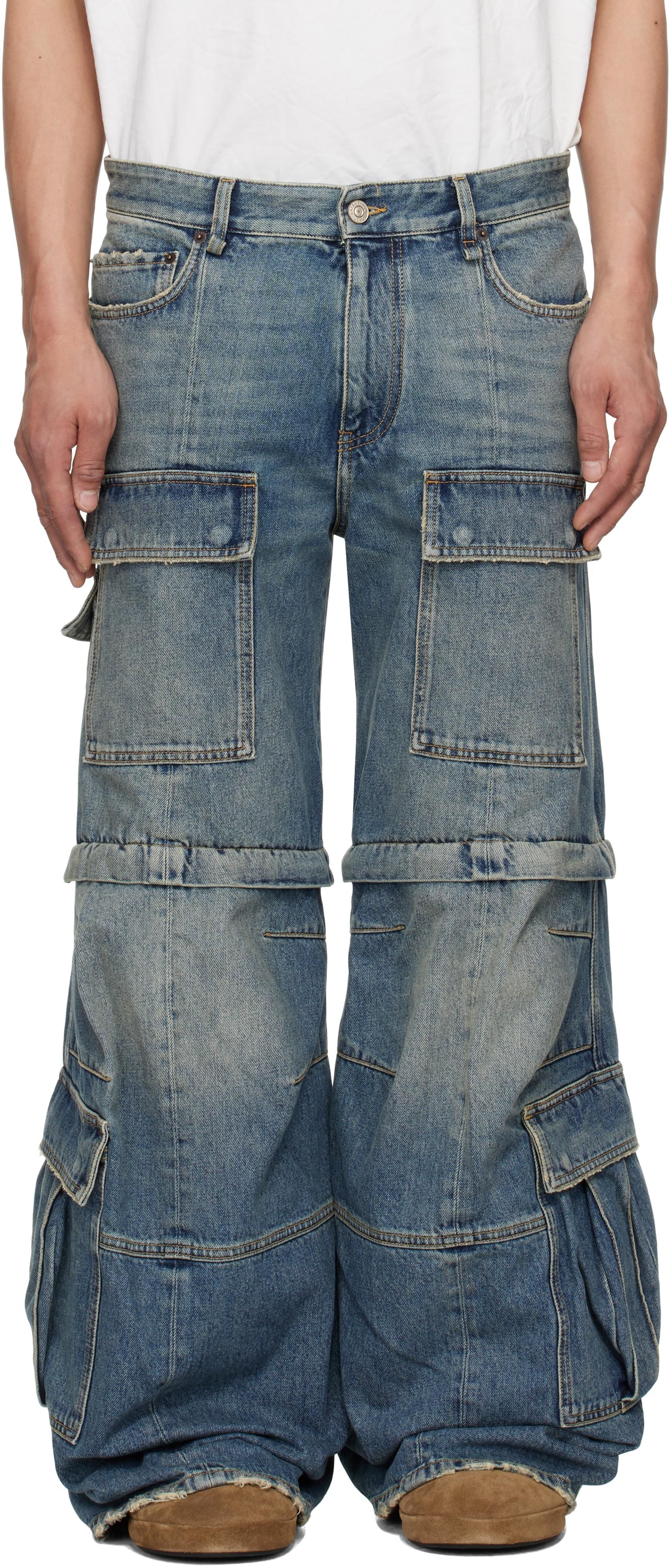 デニム・ジーパン BALENCIAGA SS25 'Cargo Flared' jeans (783694THW25 4245) Women's Flared Cargo Pants in Blue | Balenciaga US