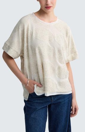 Luukaa D'Celli Blair Textured Hemp & Cotton Blouse in Nature at Nordstrom, Size X-Large