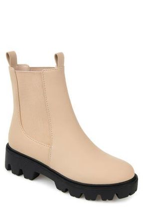 Journee Collection Ivette Vegan Leather Chelsea Combat Boot in Tan at Nordstrom Rack, Size 6.5