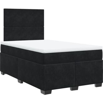 vidaXL Box Spring Bed with Mattress Black 120x200 cm Velvet Vidaxl