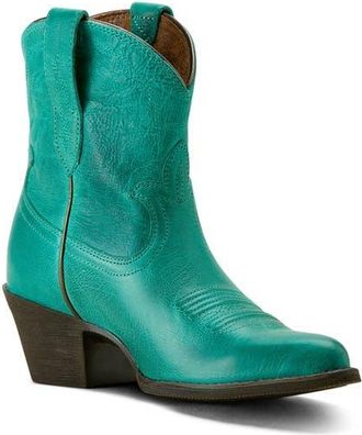 Ariat Maggie J Toe Short Western Boot in Deep Turquoise at Nordstrom, Size 7.5