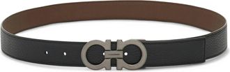 Ferragamo Double Adjustable Calf Leather Belt with Metallic Buckle