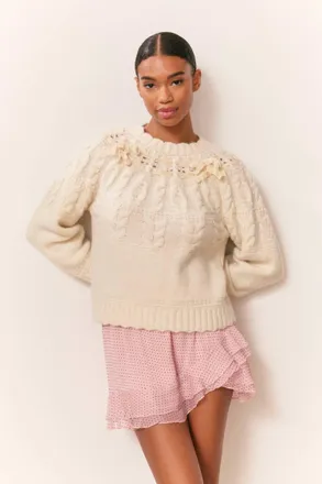LoveShackFancy Womens Sloanna Pullover Top In Ivory