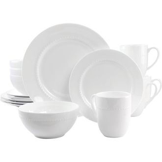 Gibson Home 16 Piece Embossed Bone China Dinnerware Set in White at Nordstrom
