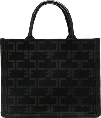 Elisabetta Franchi logo-jacquard tote bag - women - Polyamide/Cotton - One Size - Black